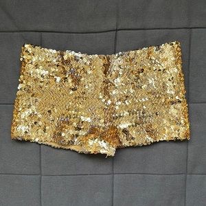 Gold Sequins short shorts women size X SMALL